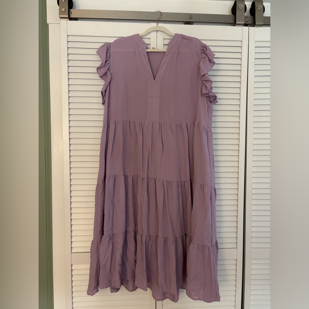 Entro Lilac Tiered Midi Dress